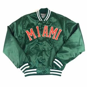 Vintage 80s Miami Hurricanes Satin Bomber Jacket